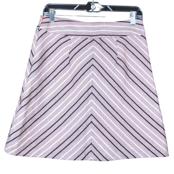 Ann Taylor LOFT Womens Skirt Pink Black Striped Lined Side Zip Tweed 6 - Picture 1 of 10